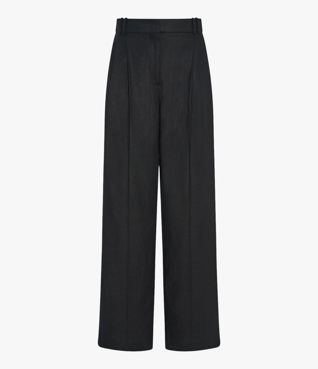 Linen Pleated Trouser | Black
