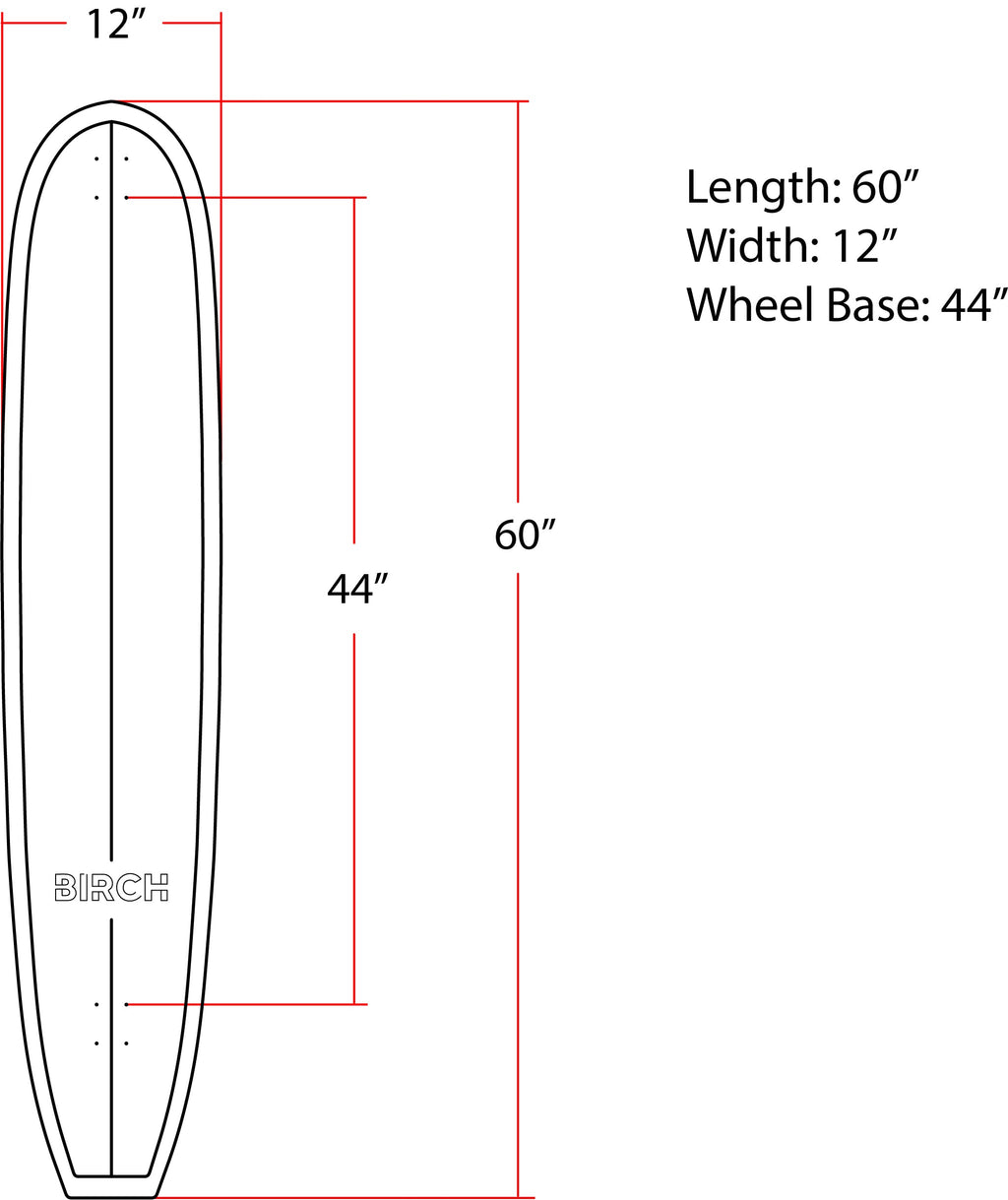 BIRCH 60" LOG Longboard Cruiser Skateboard - Complete Setup or Deck Only