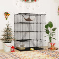 4-Tier Cat Cage with Skylight and Hammock for 1-4 Cats