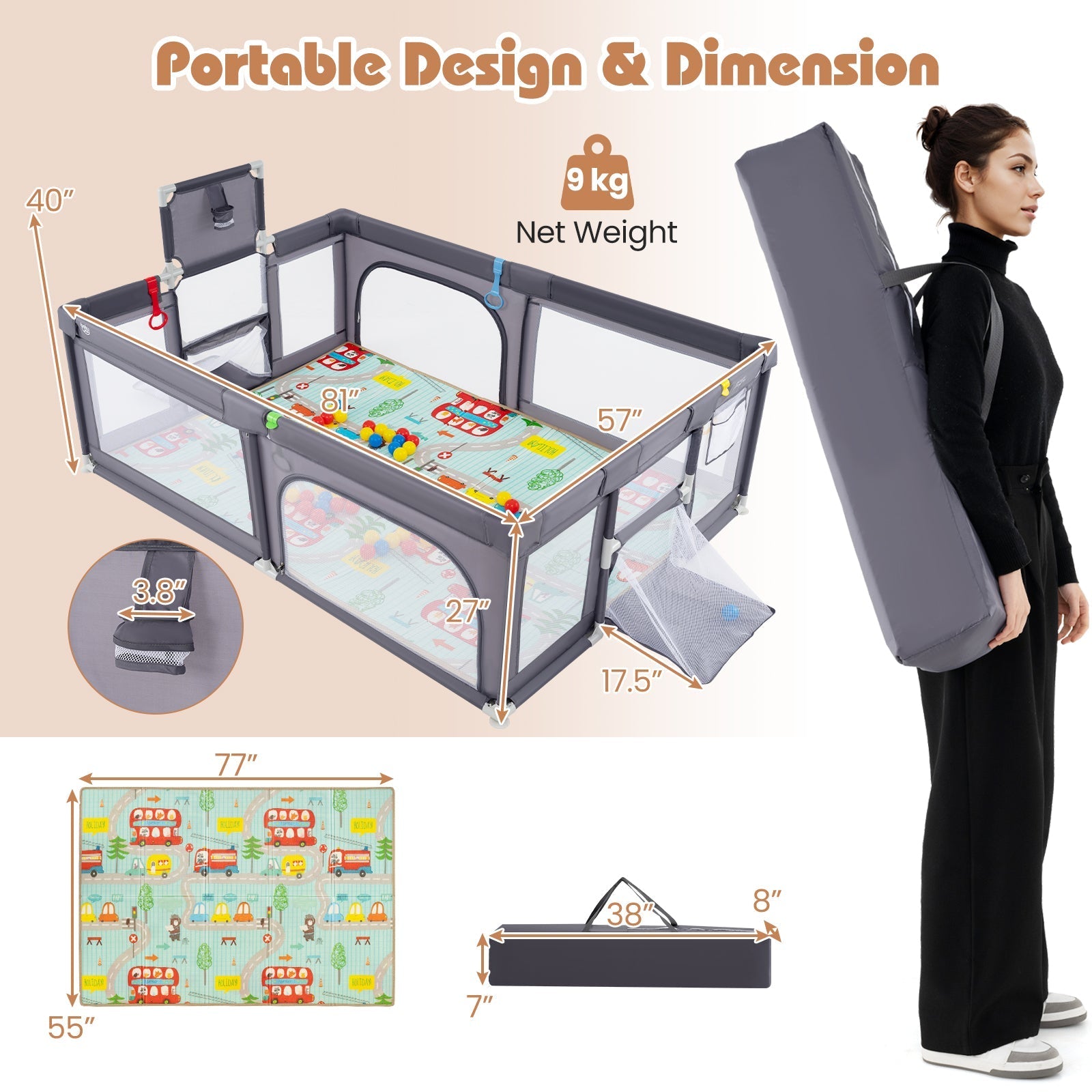 Large Baby Playpen with Mat and Ocean Balls