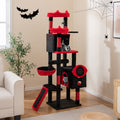 Large Gothic Cat Tree with Cat Condos and Plush Perches-Black & Red