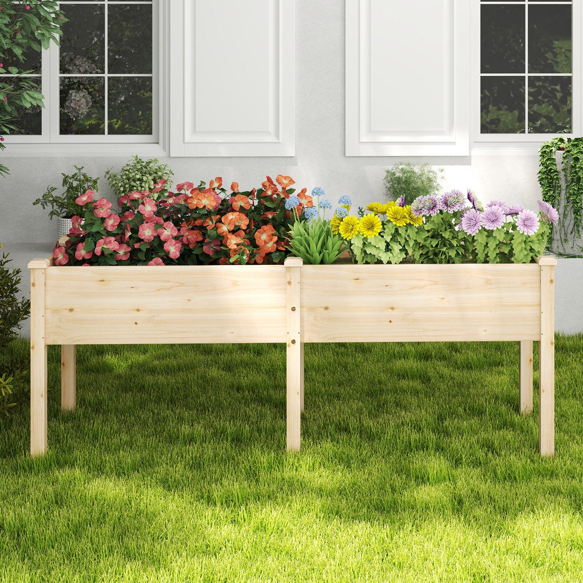 Large Raised Garden Bed with Drainage Holes and 6 Supporting Legs
