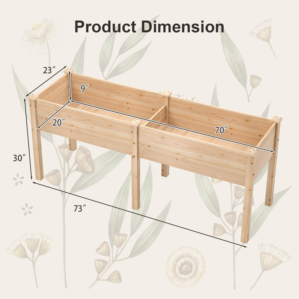 Large Raised Garden Bed with Drainage Holes and 6 Supporting Legs