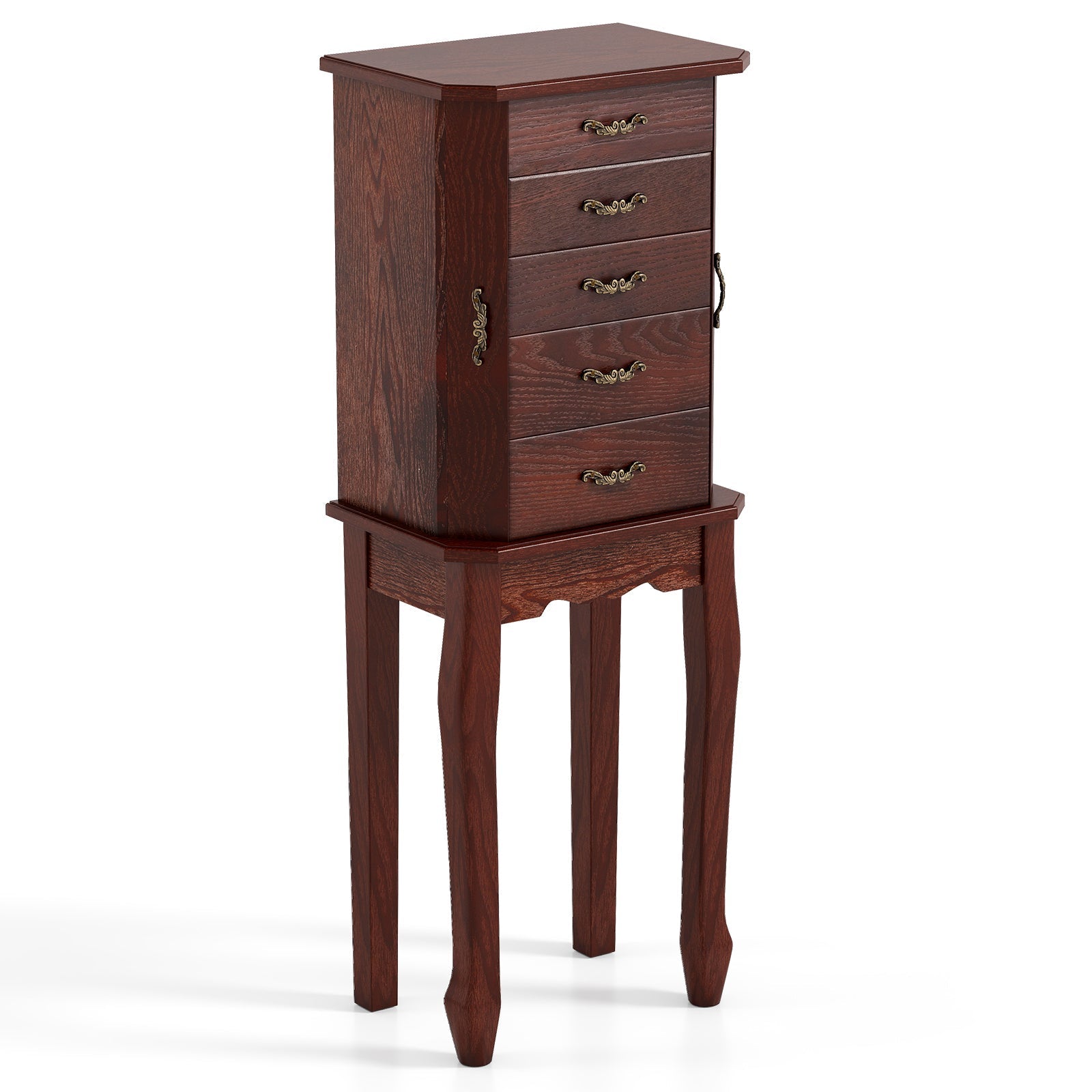 Standing Jewelry Box with 4 Drawers and 2 Side Doors