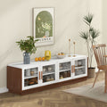 Large TV Stand for TVs up to 75 Inch with 4 Tempered Glass Doors for Living Room