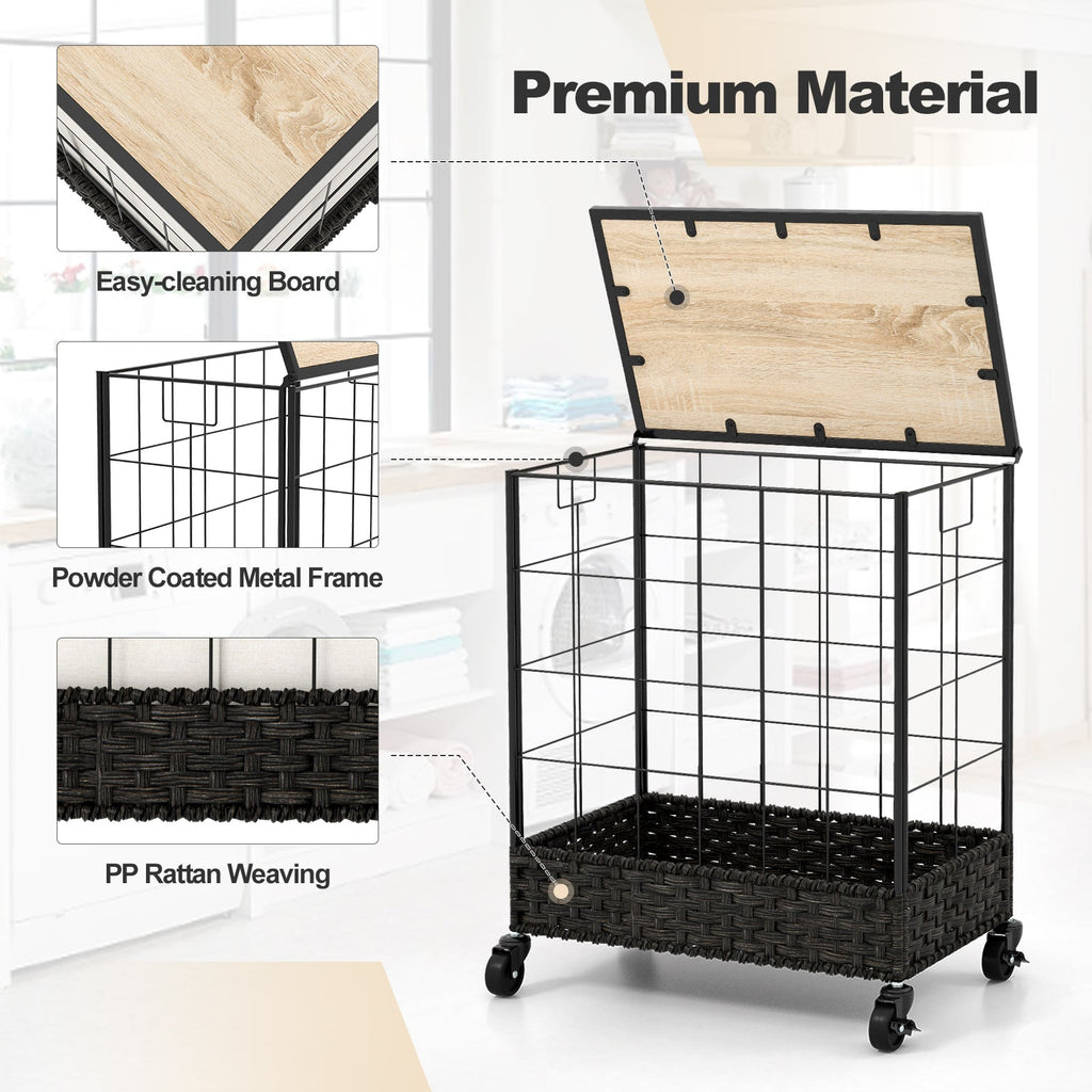 Laundry Hamper with Lid and Lockable Wheels