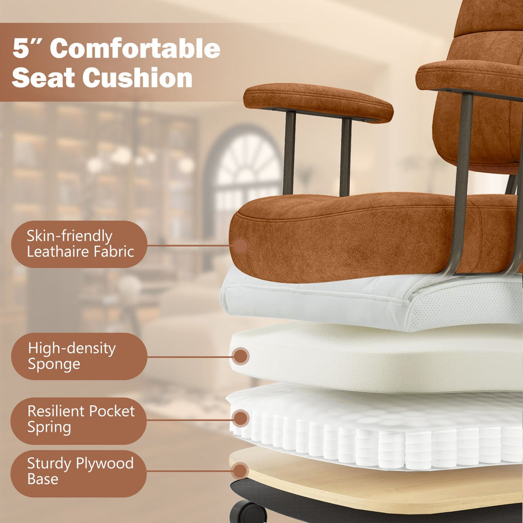 Leathaire Upholstered Task Home Office Chair with Cushioned Back