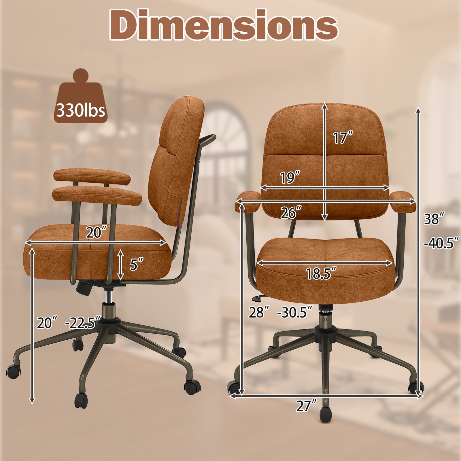Leathaire Upholstered Task Home Office Chair with Cushioned Back