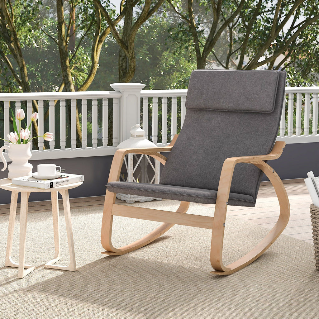 Stable Wooden Frame Leisure Rocking Chair with Removable Upholstered Cushion