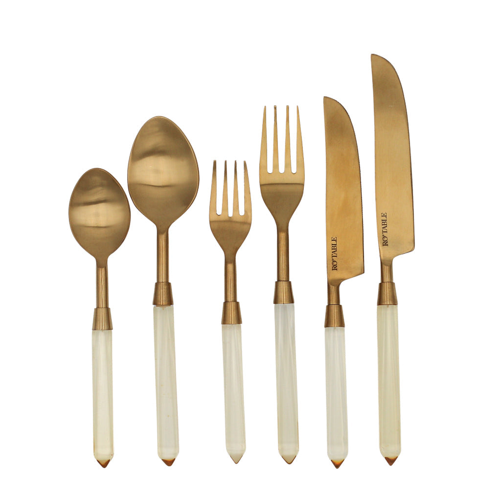 24pc Set Buttercream Yellow Cutlery - 6 Piece - Set of 4