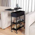 Lift Top Side Table with Charging Station and Wheels
