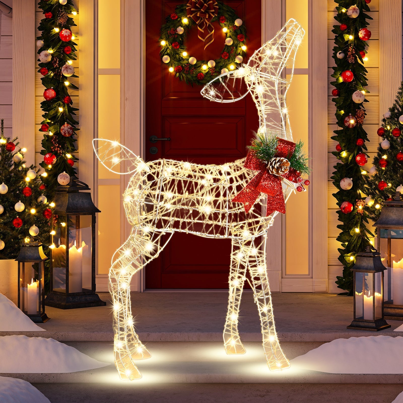 34.5 Inch Lighted Christmas Reindeer Decoration with 50 Warm White LED Lights