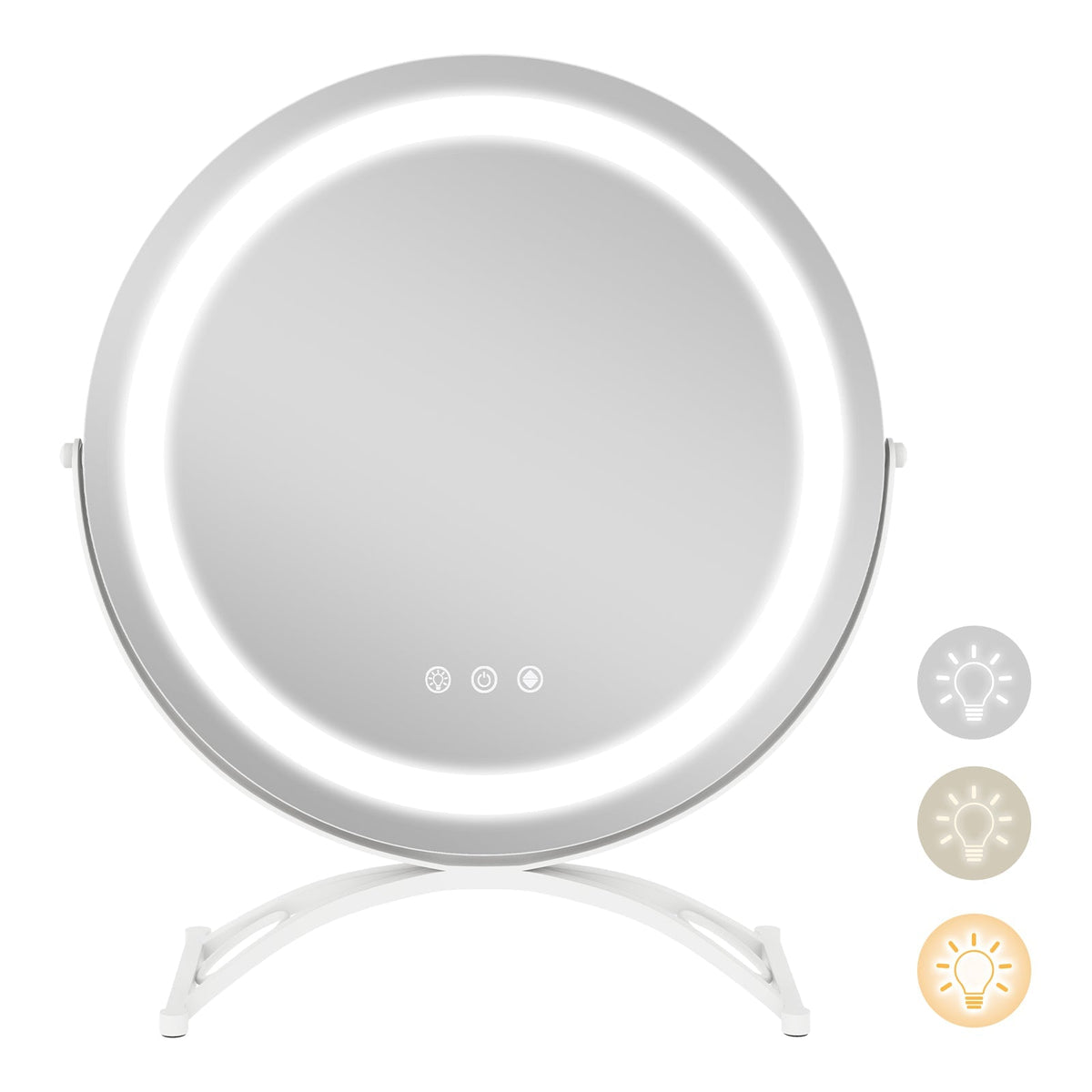 16 x 16 Inch Round LED Vanity Mirror with 3-Color Lighting and Brightness Dimming