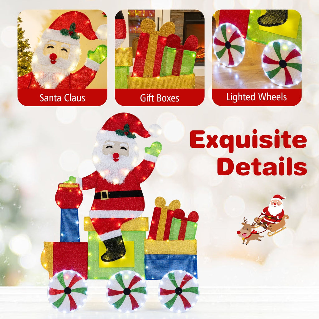Lighted Santa on Train Christmas Decoration with LED Lights