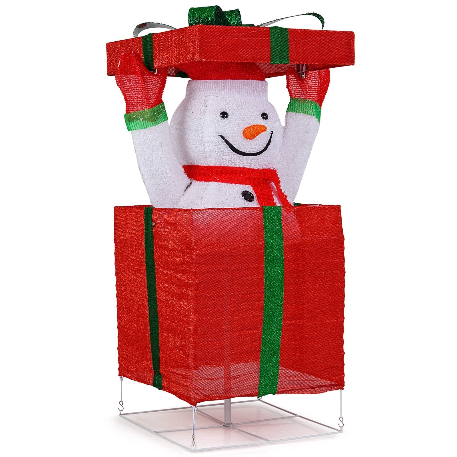 Lighted Snowman in Gift Box Christmas Decoration