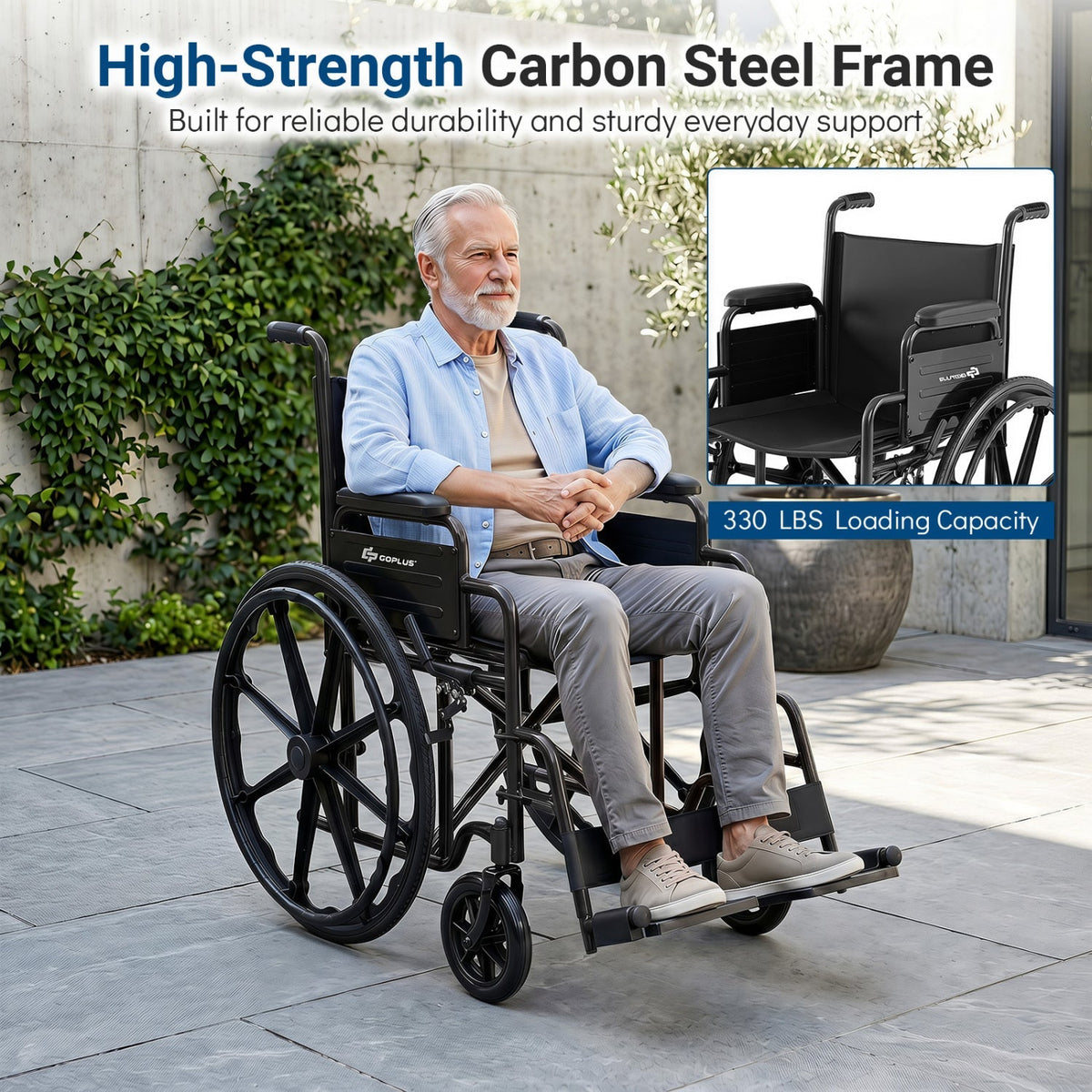Folding Wheelchair for Adults with Swing-Away Footrest