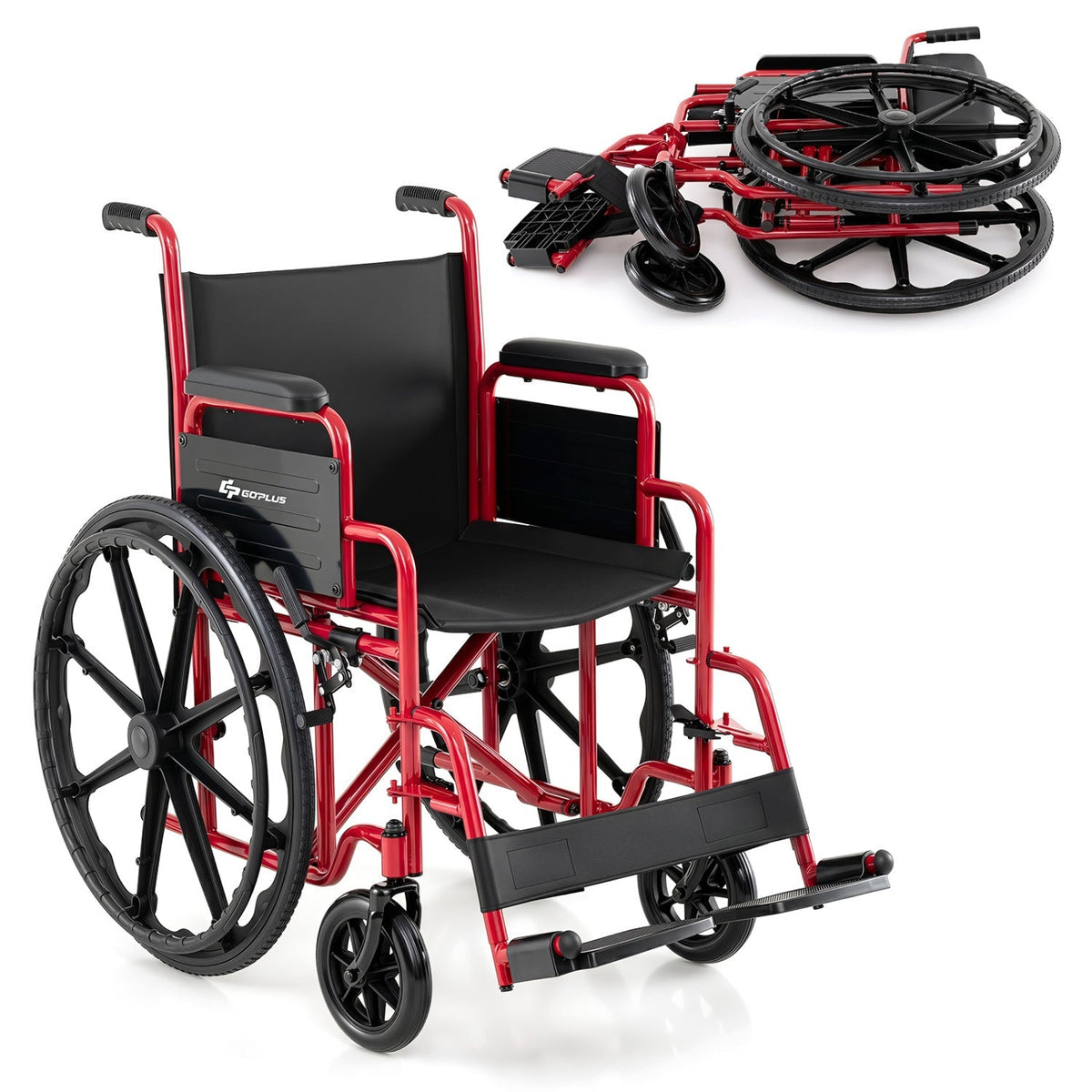 Folding Wheelchair for Adults with Swing-Away Footrest