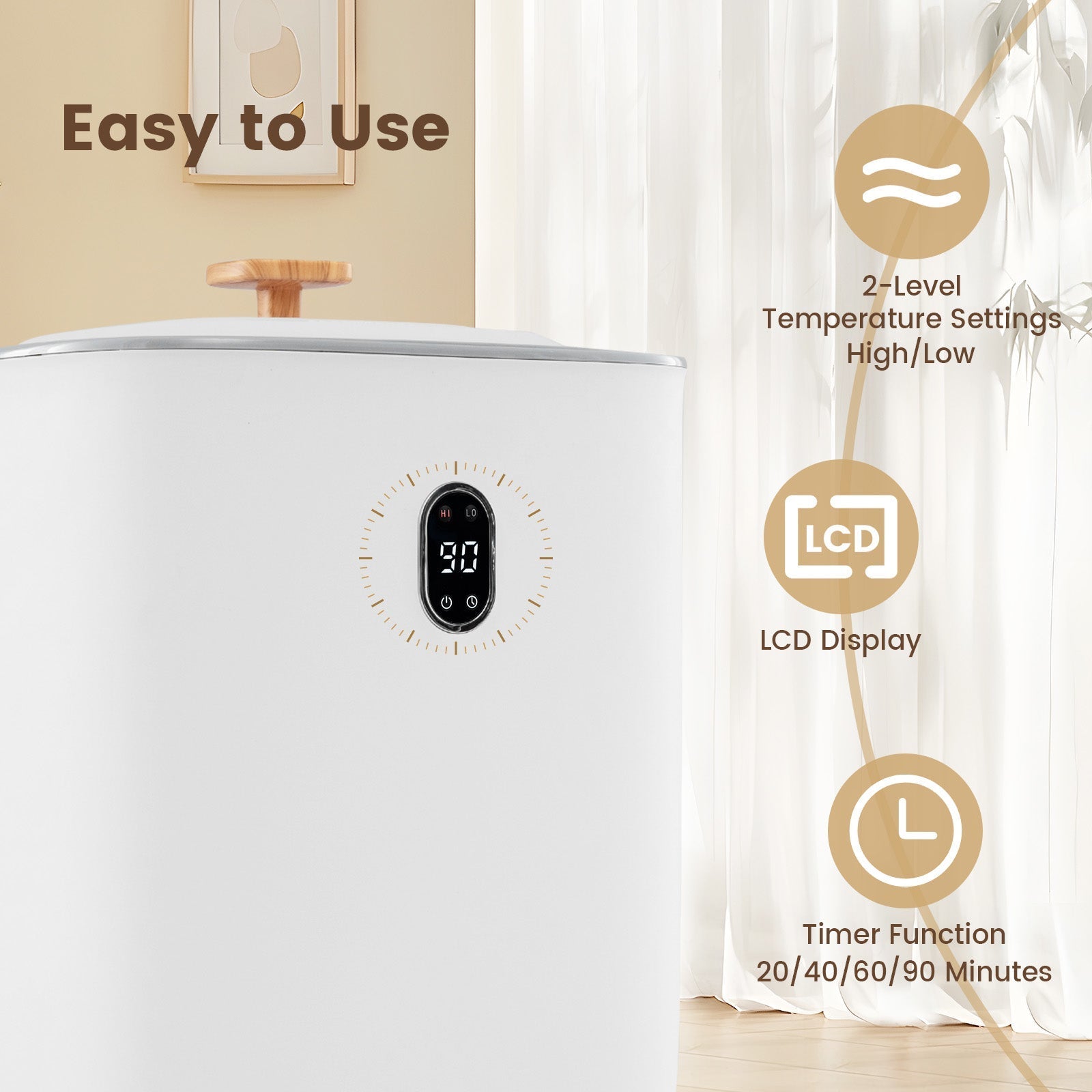 40L Towel Warmer Luxury Hot Towel Bucket with 2 Heating Temperatures-White