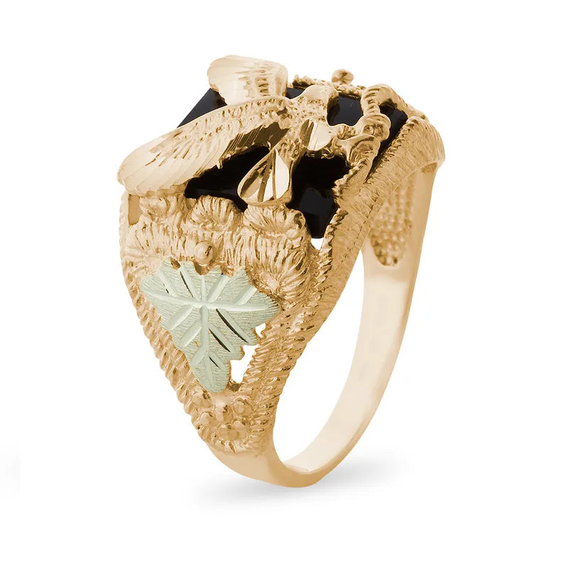 Onyx Eagle - Black Hills Gold Mens Ring