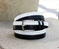 Maurice Two-Tone Calfskin Belt - Dark Navy/White