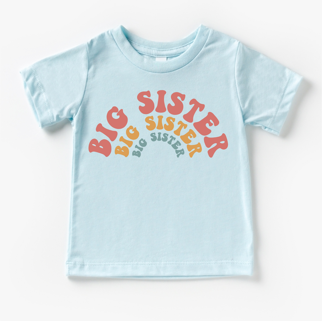 Retro Big Sister Siblings Family Shirt - Sister Tee