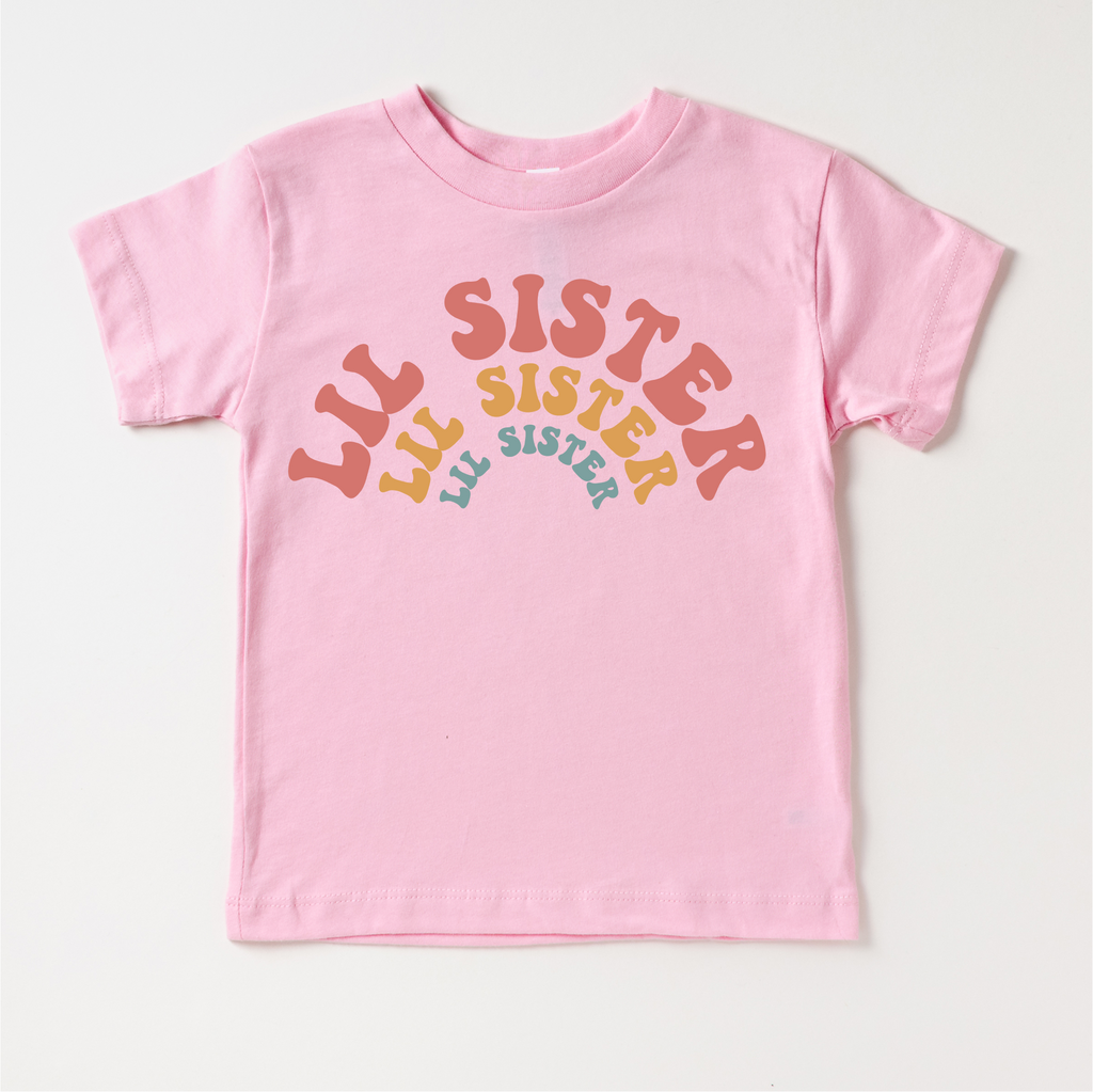 Retro Lil Sis Sister Siblings Family Shirt - Sister Tee
