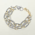 14K Gold Plated Two Tone Mixed Link Layered Chain Bracelet