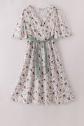 Sage bow tie mom dress