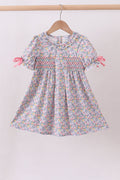 Summer garden smocked ruffle dress
