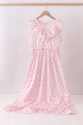 Pink bow ruffle tiered dress