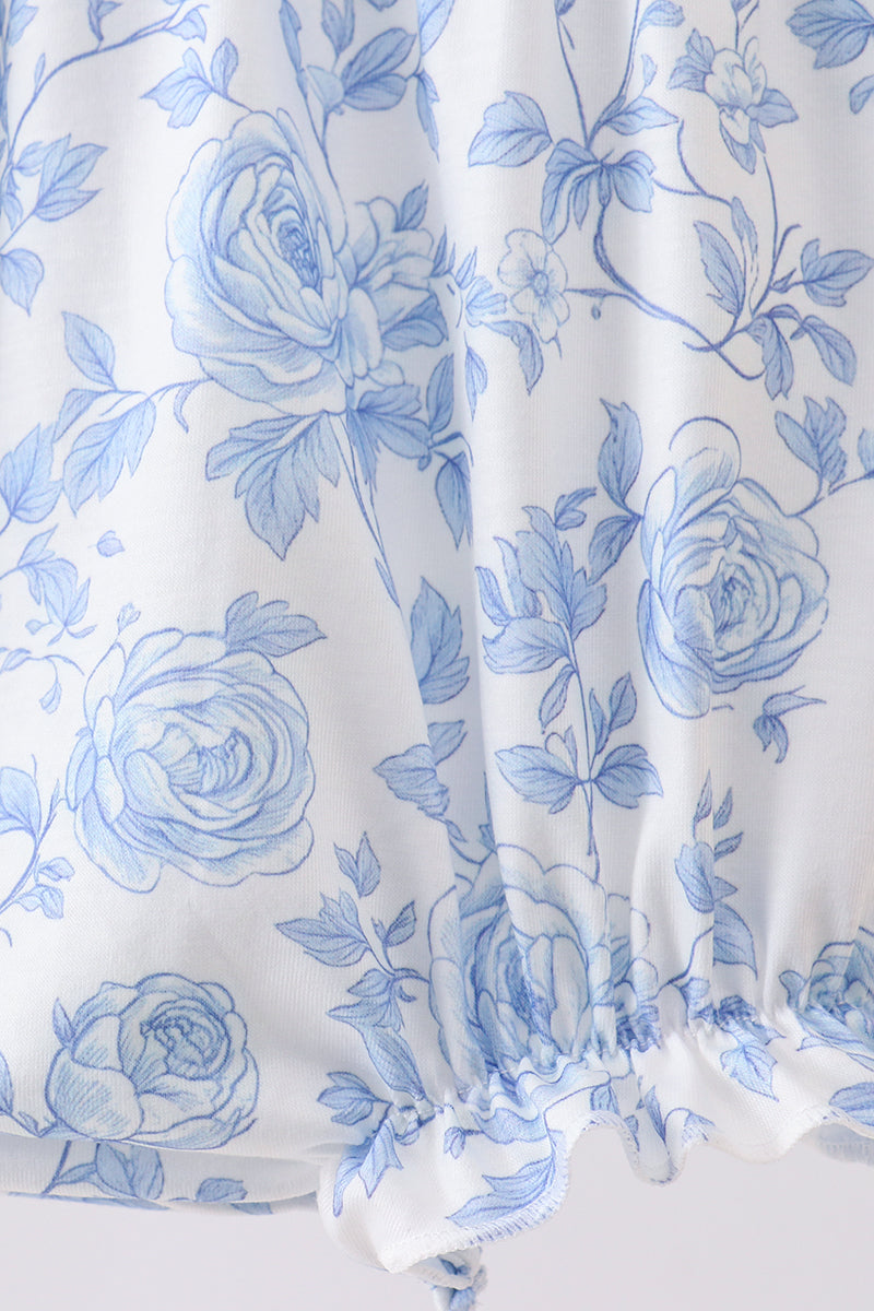 Blue rose smocked bubble