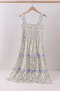 Golden meadow floral smocked tiered dress (length 41.33inch)