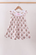 Pink carousel embroidery ruffle dress
