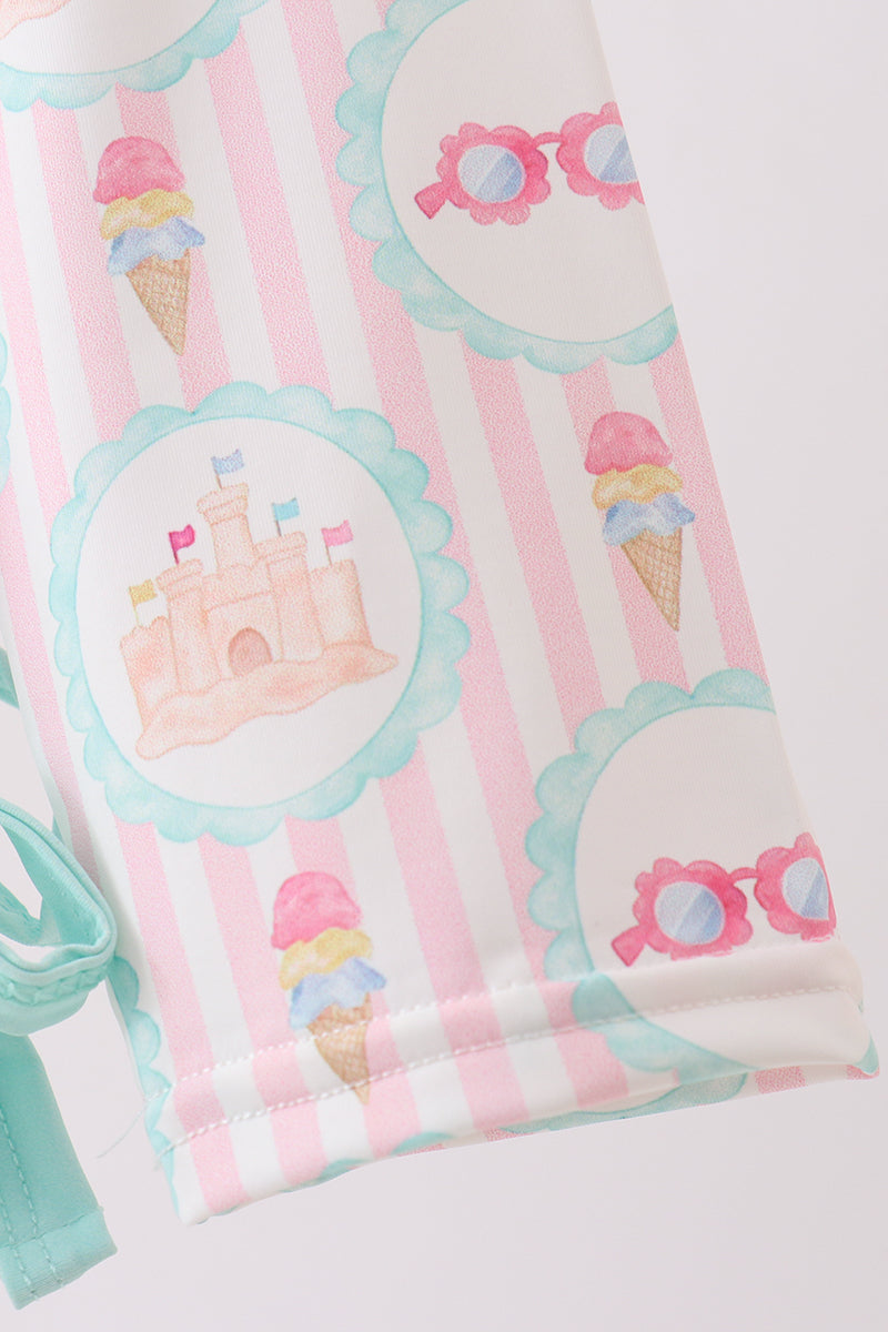 Green castle cream ruffle rashguard