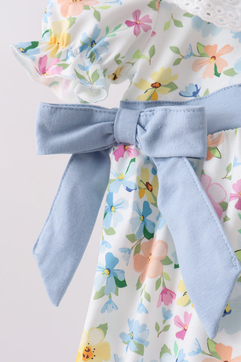 Blue Floral Lace Bubble