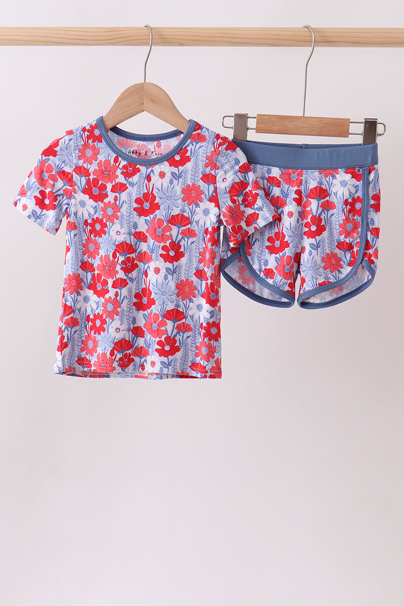 Blue Floral Bamboo Set