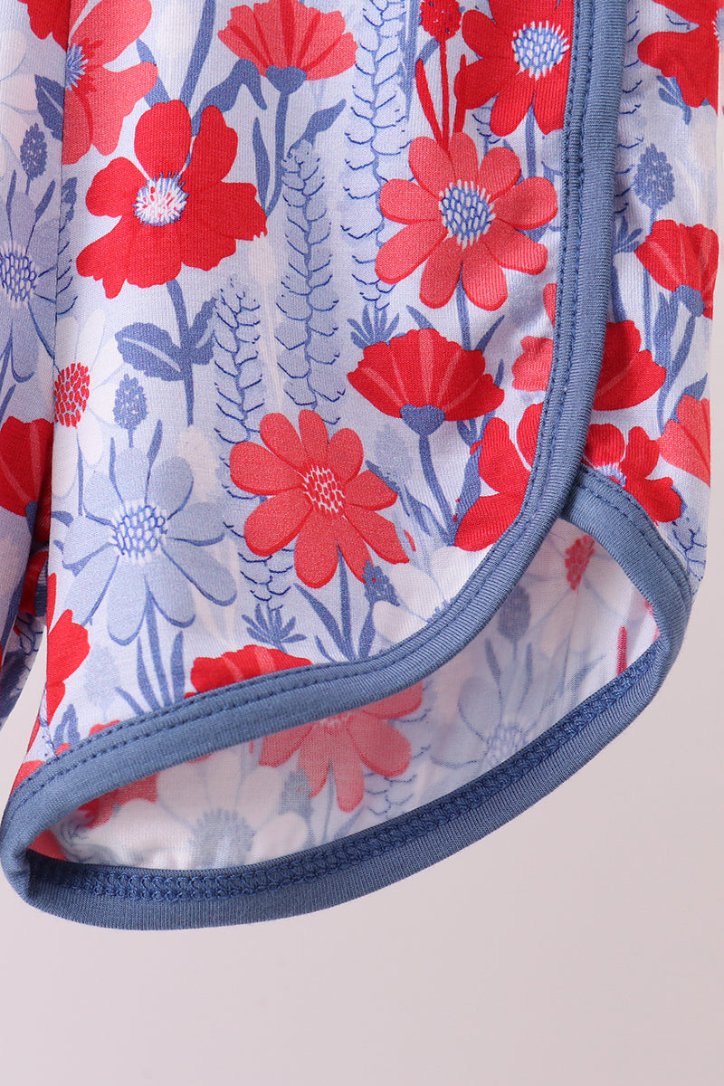 Blue Floral Bamboo Set