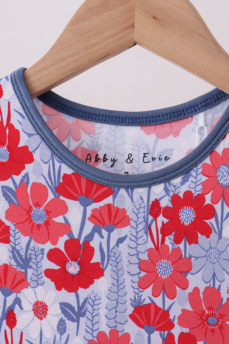 Blue Floral Bamboo Dress