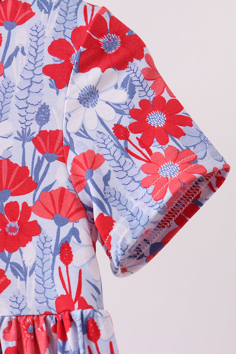 Blue Floral Bamboo Dress