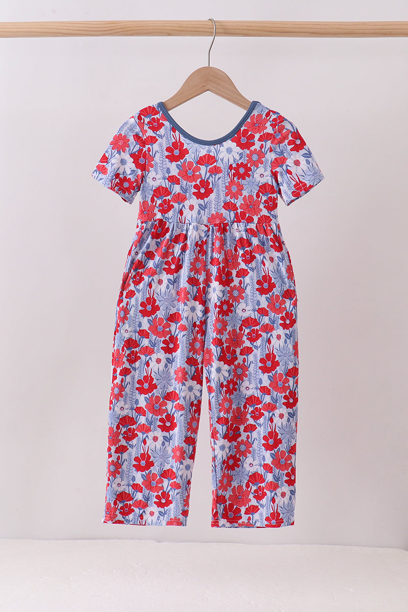 Blue Floral Bamboo Jumpsuit