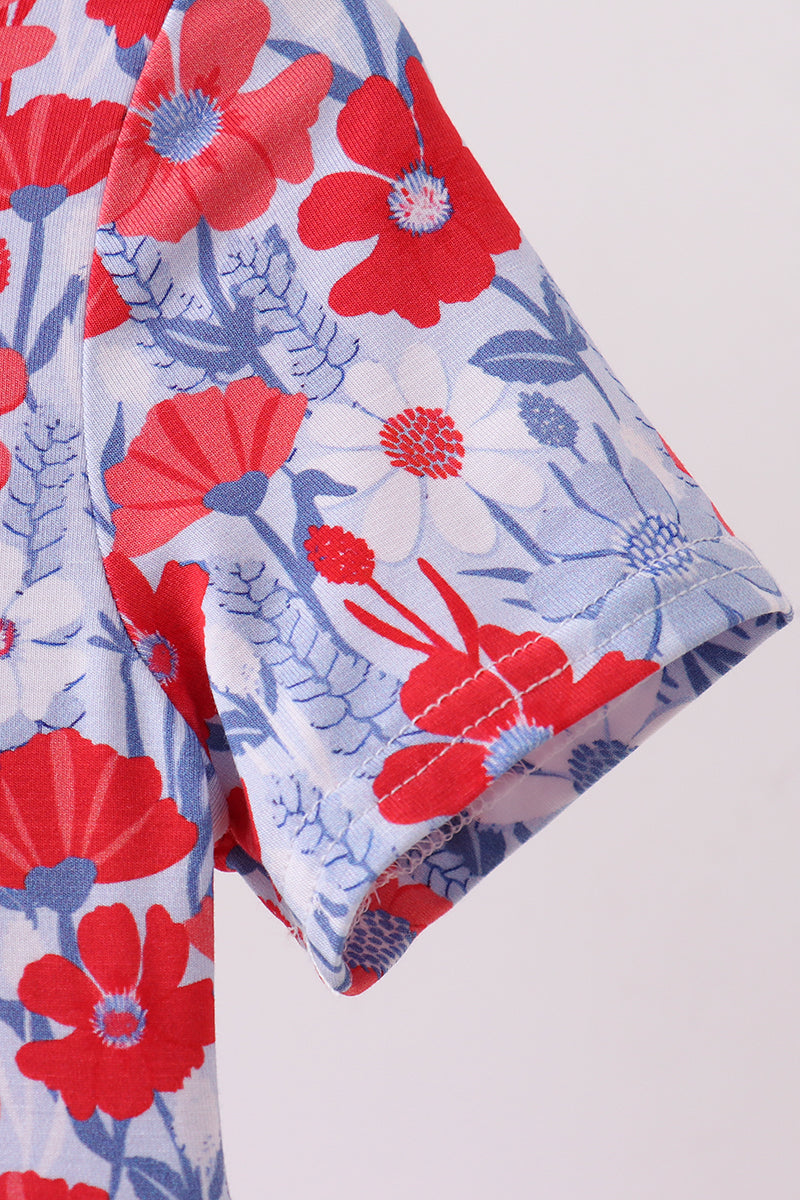 Blue Floral Bamboo Jumpsuit