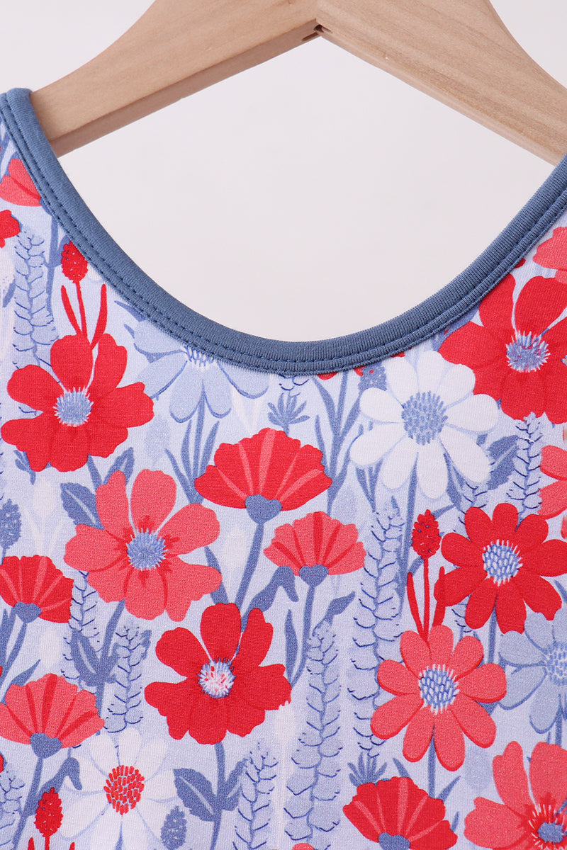 Blue Floral Bamboo Jumpsuit
