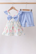 Blue Hydrangea Ruffle Bow Set