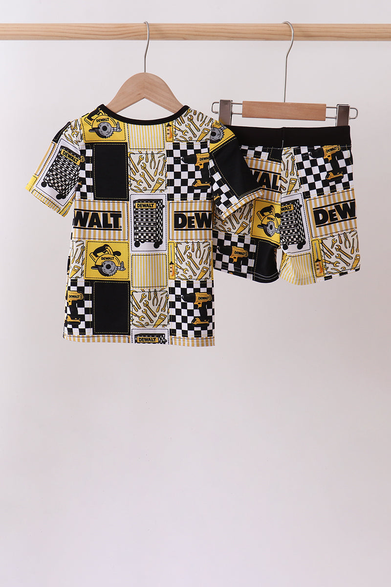 Black Yellow Tool Bamboo Pajama Set