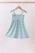 Green Floral Smocked Dress