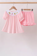 Pink Apple Bus Smocked Ruffle Set
