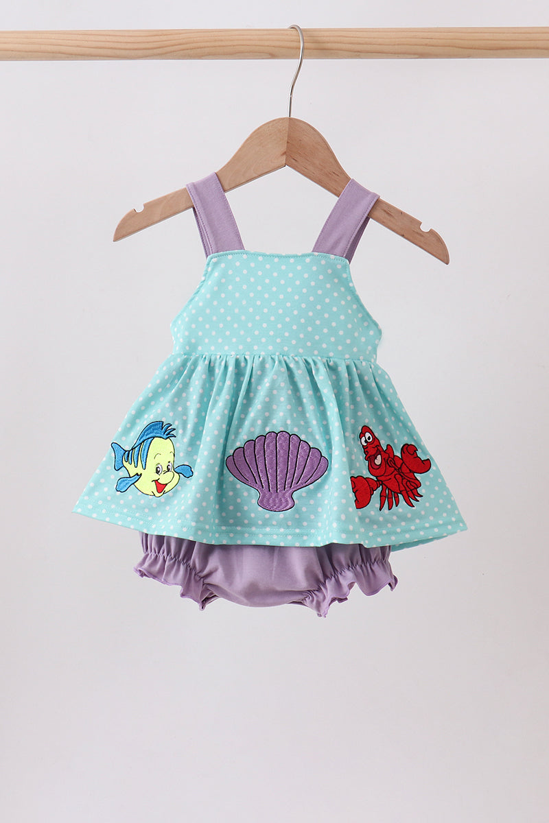 Blue under the sea Embroidered Bubble