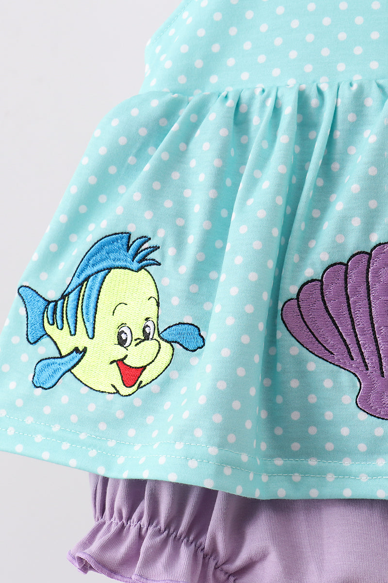 Blue under the sea Embroidered Bubble