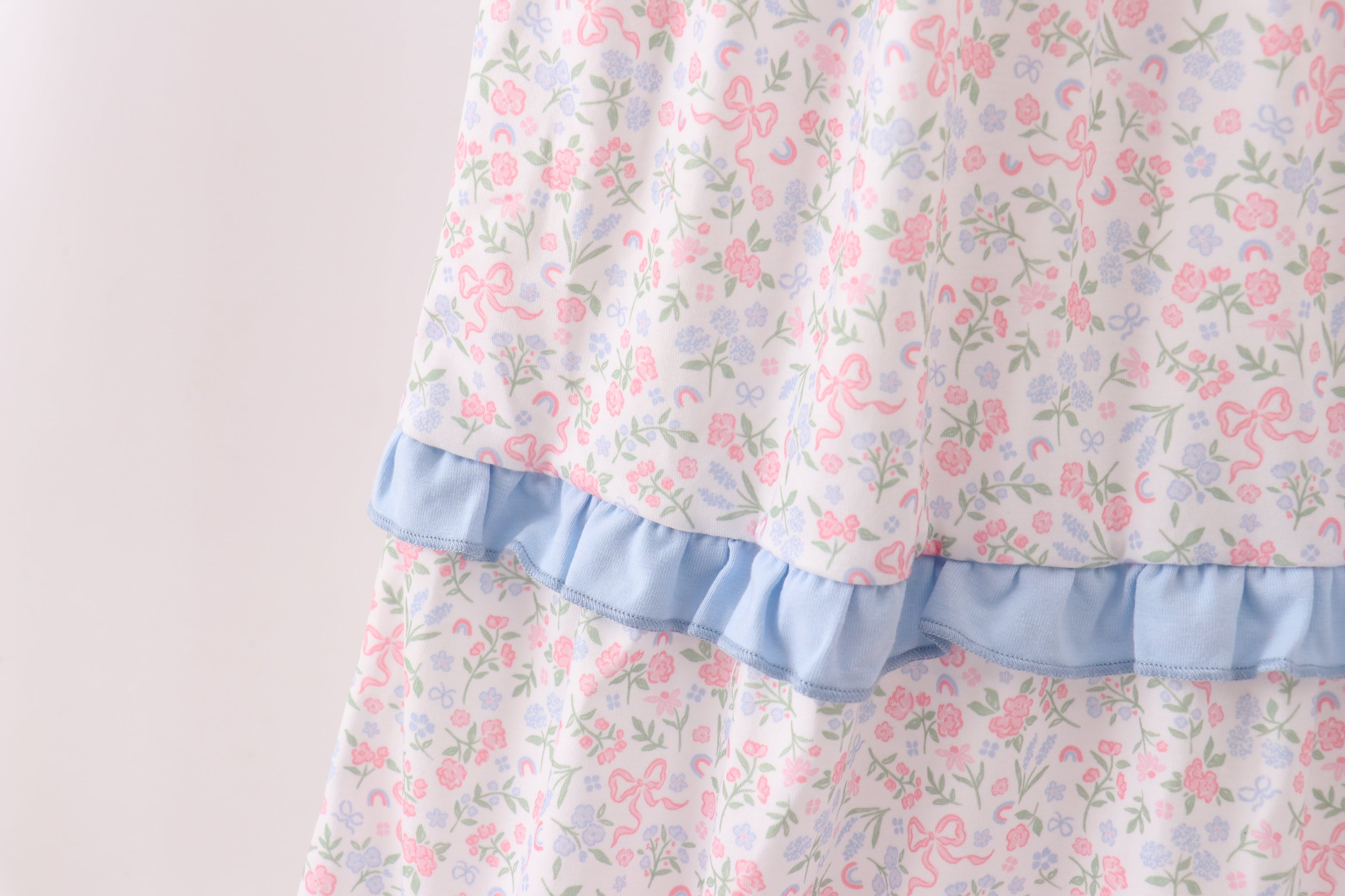 Blue Floral Smocked Mom Tiered Dress