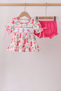 Pink Boots Smocked Bloomer Set